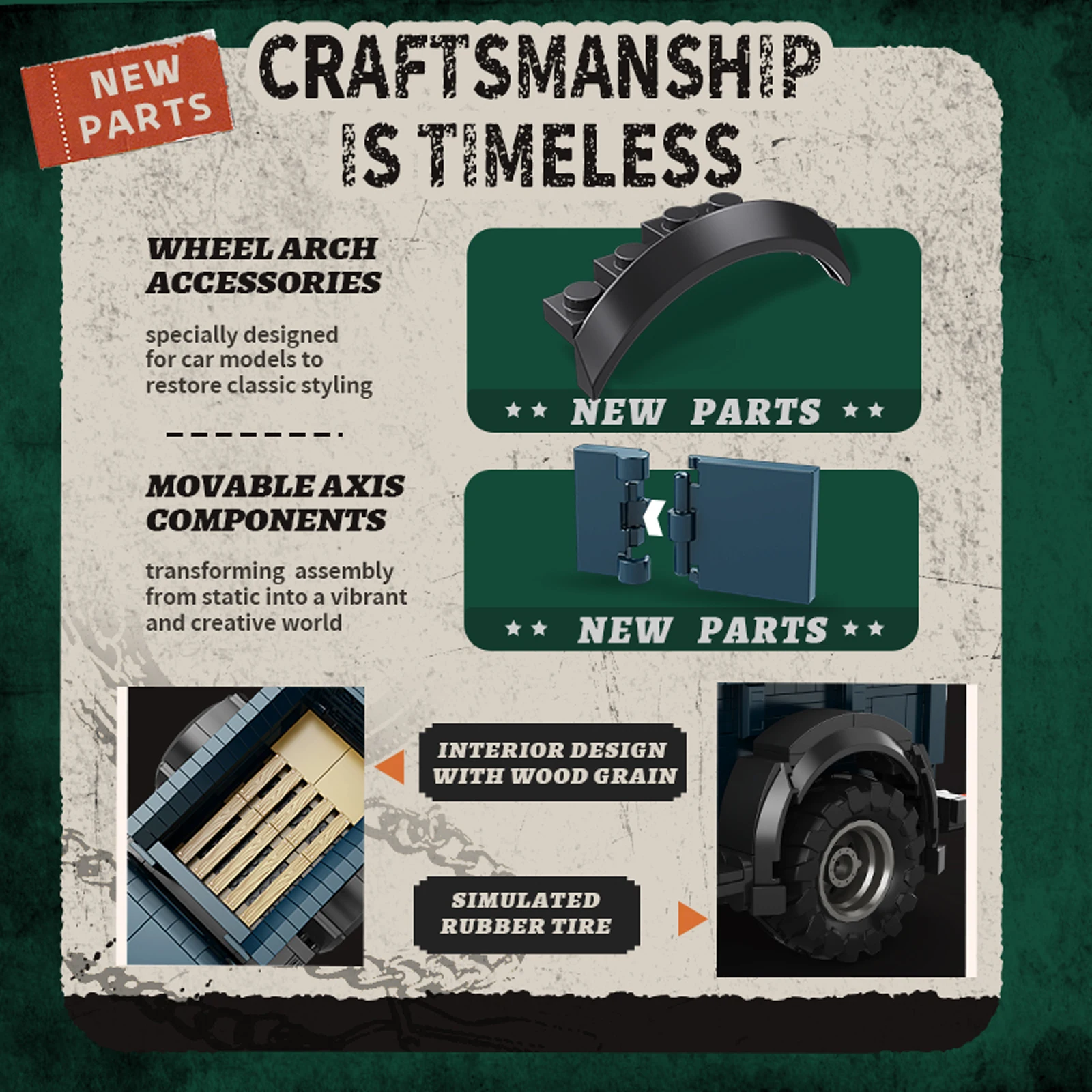 1199Pcs Technical Retro Pickup Truck Building Blocks 1952 Power Wagon Vehicle Bricks MOC Collection Toy For Kids Christmas Gifts