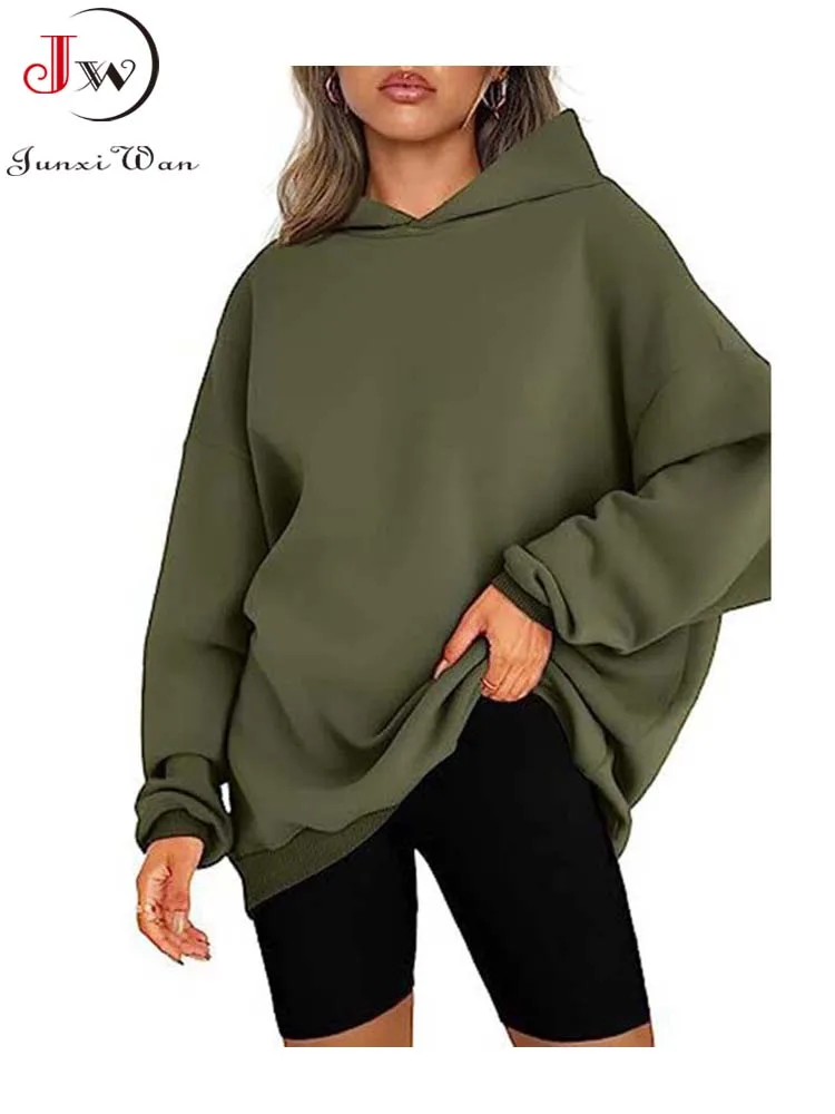 

Autumn Winter Fleece Hoodied Women Sweatshirts Hoodies Long Sleeve Warm Loose Pullovers Casual Ladies Top