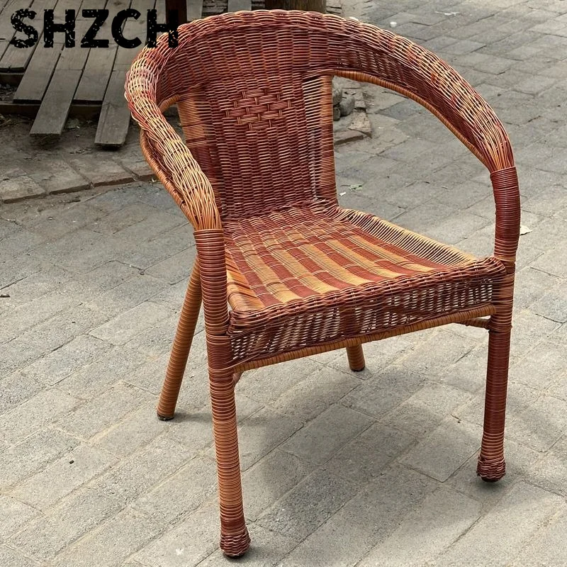 Rattan Chair Rattan Three-Piece Set Elderly Back Chair Stool Elderly Seat Armchair