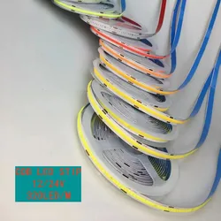 DC 12V 24V COB LED Strip Light 8mm High Brightness 320 LEDs/M High Density Flexible Strip Light Color Blue Red Green White Ra≥90