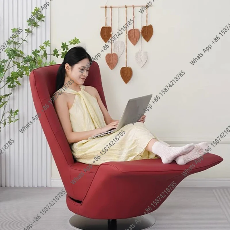 X6 Sm Leather Swivel Living Room Chair Modern Black Oversized Spinning Chair Nordic Luxury Relaxing Mecedora Adullto Home Furnit