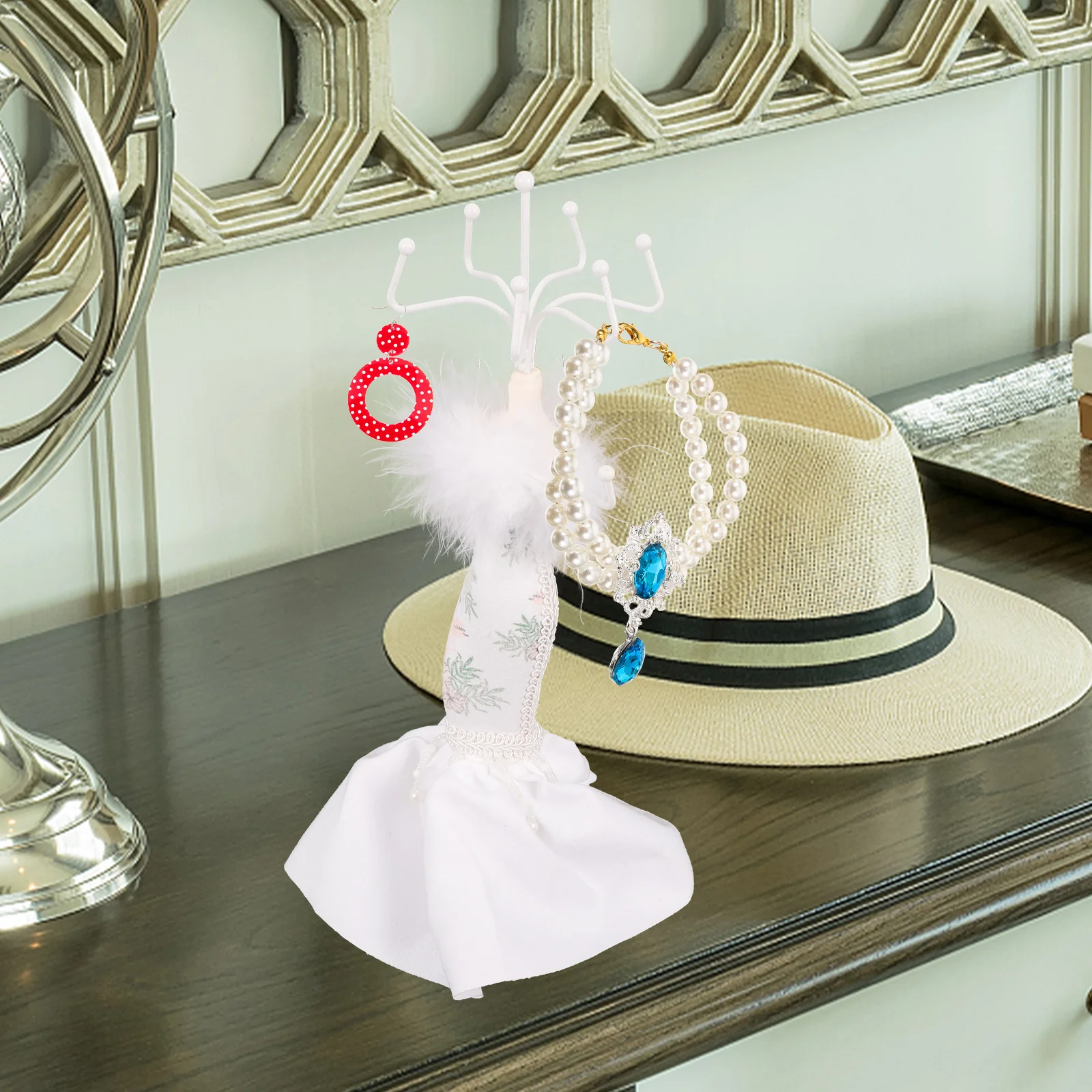 

Держатель для сережек, стойка для ювелирных изделий, ожерелье, тканевые стеллажи для выставки товаров, украшение для дома, прикроватная тумбочка для гостиной, широко используется