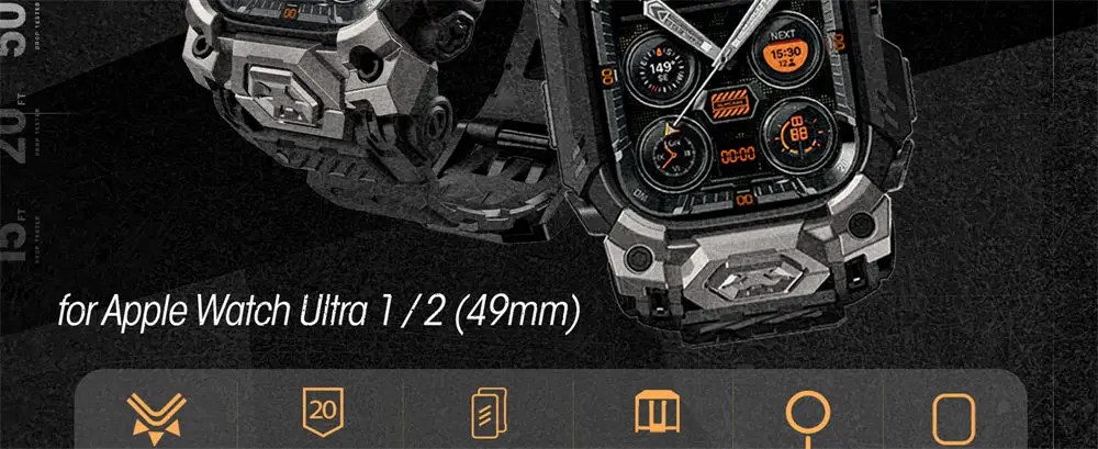 For Apple Watch Ultra 4/3/2/1 Case 49mm (2026-2022) SUPCASE UB Erz Robustes Sport-Herren-Stoßstangengehäuse mit verstellbarem Riemenband – Detail 2