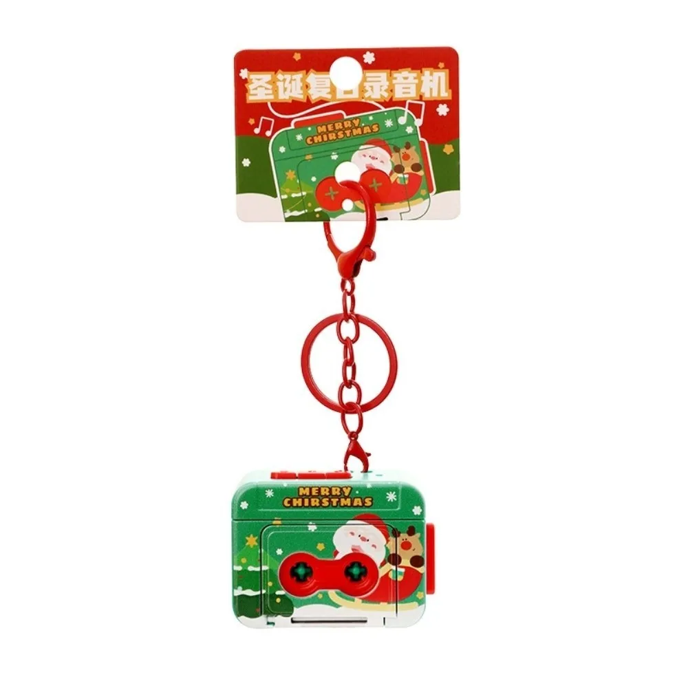 Vintage Cassette Recorder Key Chain Commemorate Voice Creative Mini Tape Recorder Reindeer Useful Christmas Music Pendant
