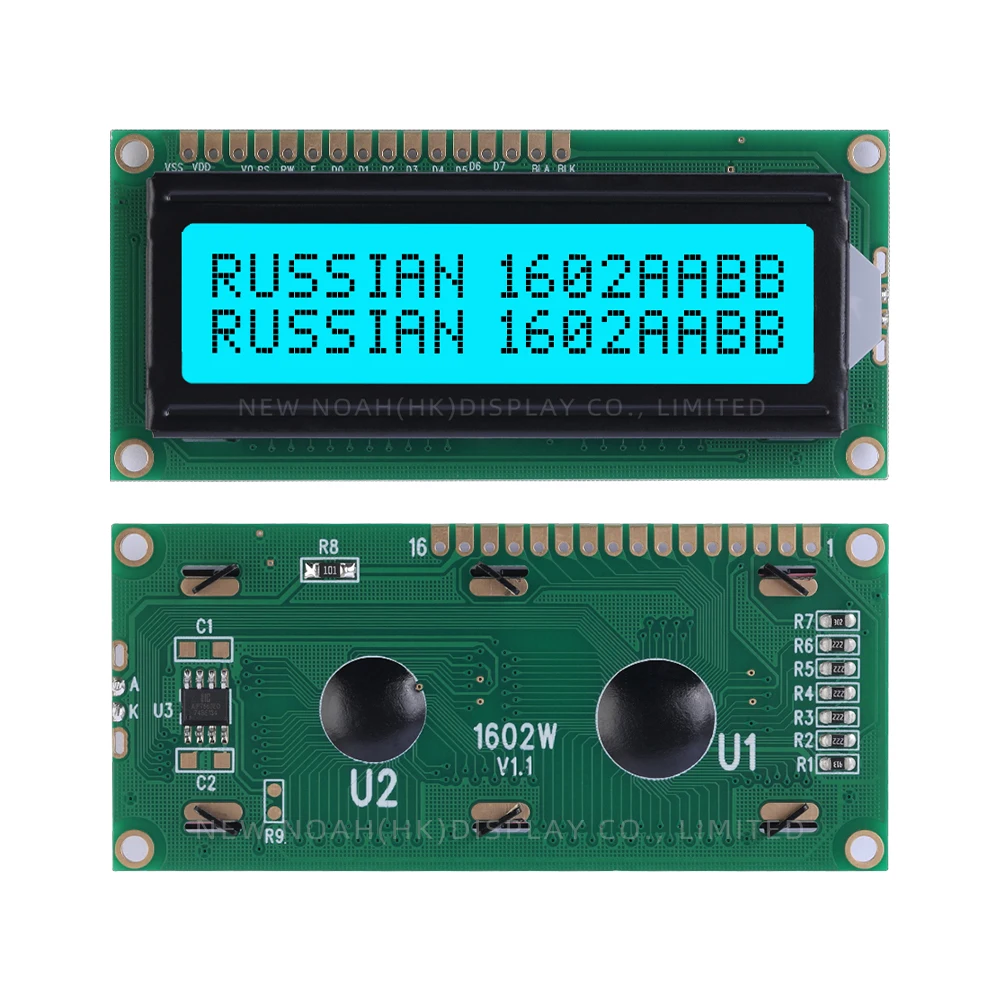 Russian Ice Blue Film Black Letters 1602W 3.3V Character LCD Screen 1602 Voltage 5V 3.3V 64*16MM ST7066U LCM16 * 2 Module
