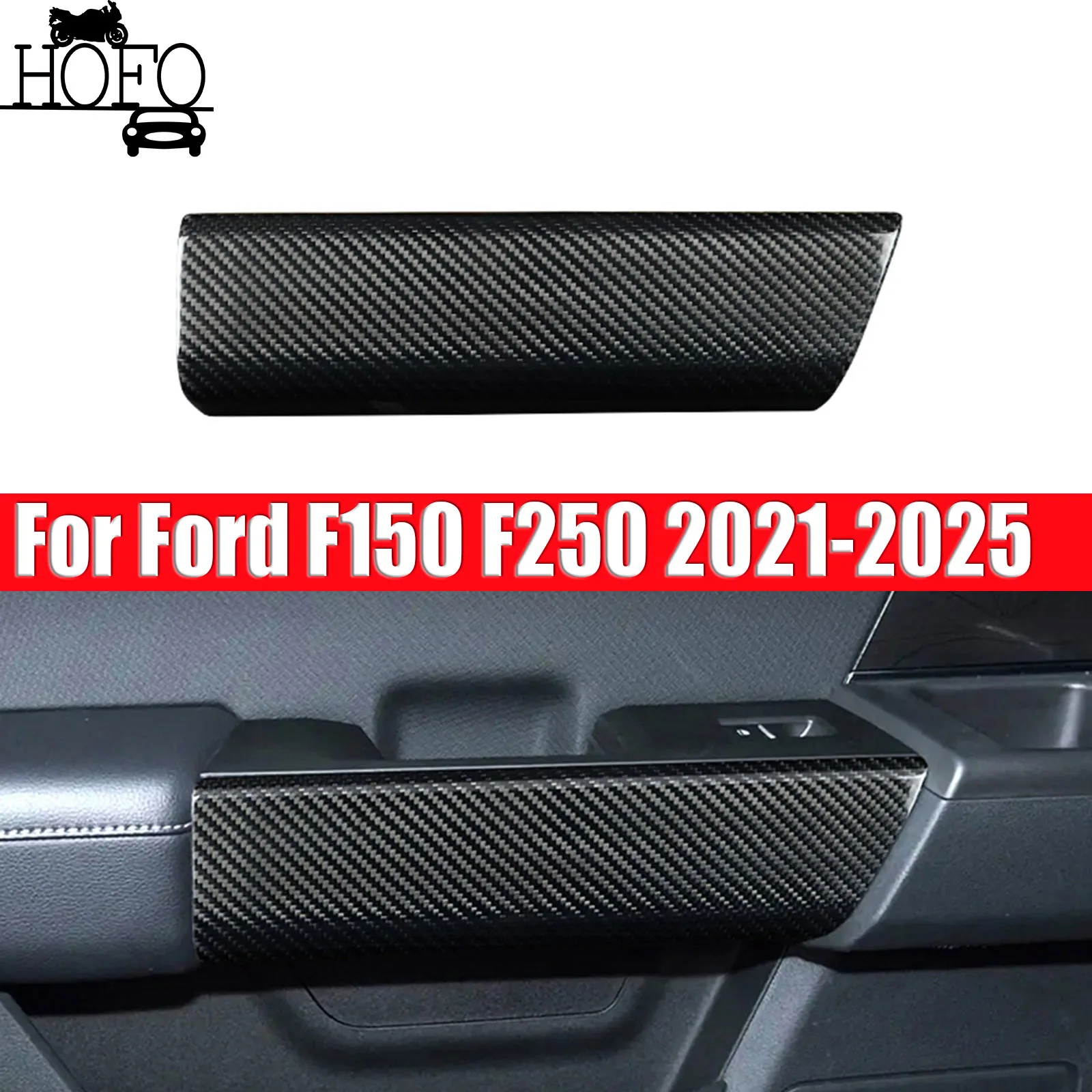 

Black Carbon Fiber Rear Interior Door Handle Cover Decor Trim For Ford F150 F250 2021-2025