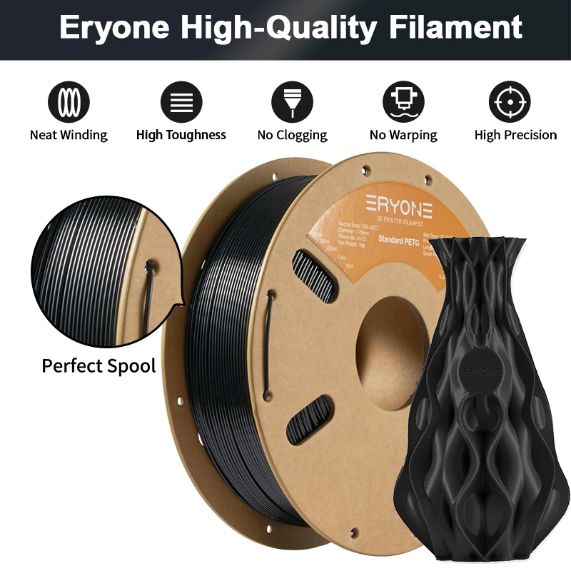 ERYONE 1KG PETG Standard/Hyper Speed PETG Series 1.75mm, mocny filament do drukarek 3D, łatwy w drukowaniu, dostępne różne kolory — zdjęcie produktu 4