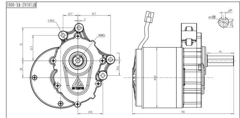 250W 24V 75RPM / 120RPM Low Speed Brush Motor, 44MM Longer Shaft, Shaft Diameter 17MM , Wheel Chair Used DC Gear Brushed Motor