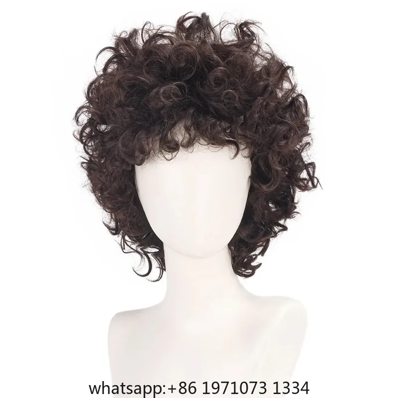 Dustin Henderson Cosplay Wig Stranger Boys Dark Brown Curly Hair TV Series Role Play Wigs Comic-con Stage Costume Accessories