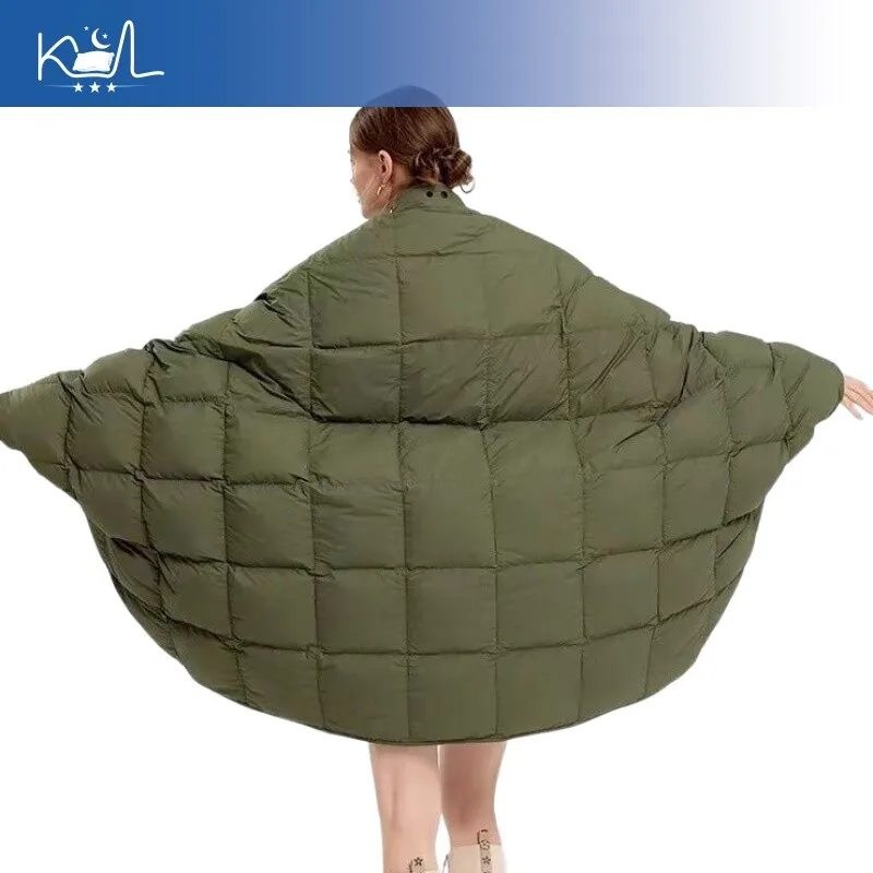 Winter Warm Goose Down Blanket Portable Cloak Shawl Multi-Use For Outdoor Home Nap Travel Cycling Cold Protection