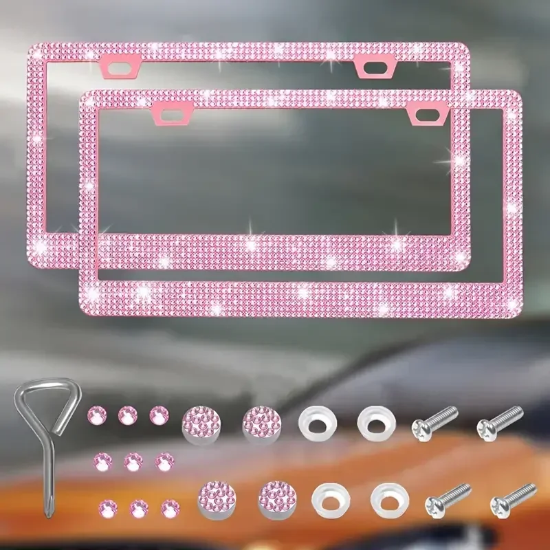

31*16cm Bling Crystal License Plate Frame Women Rhinestone Car License Plate Frame Cover Holder Car Accessories