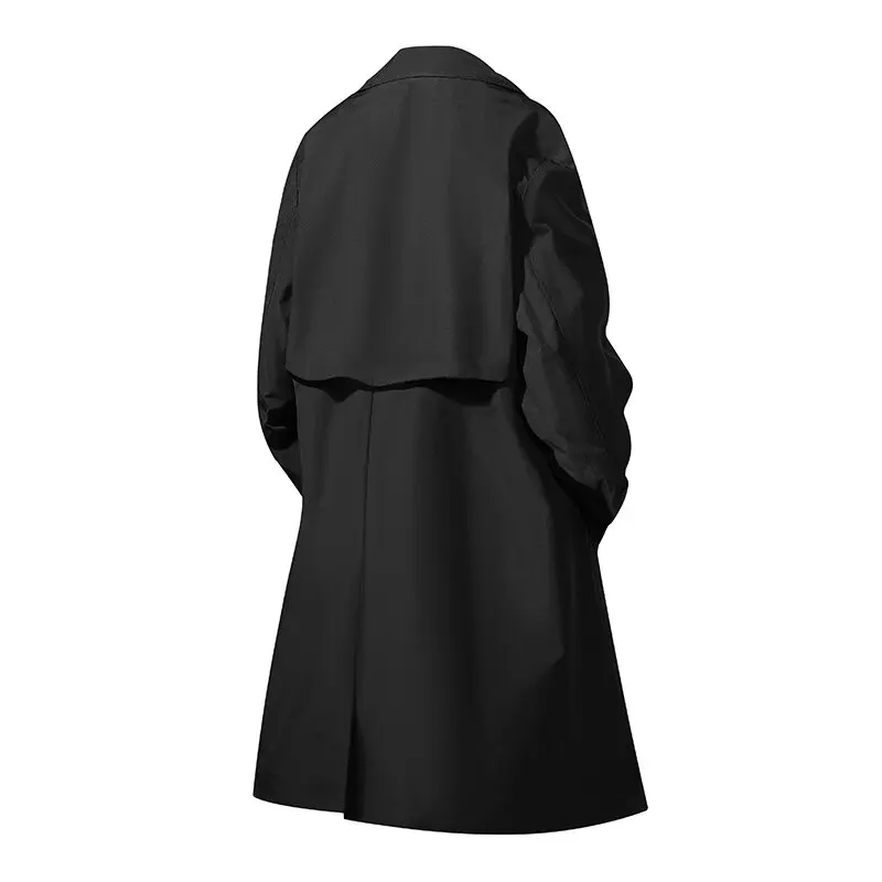 Autumn and Spring Fashion Solid Color American Vintage Long Trench Coat Men's Casual Loose Sports High Quality Plus Size Jacket