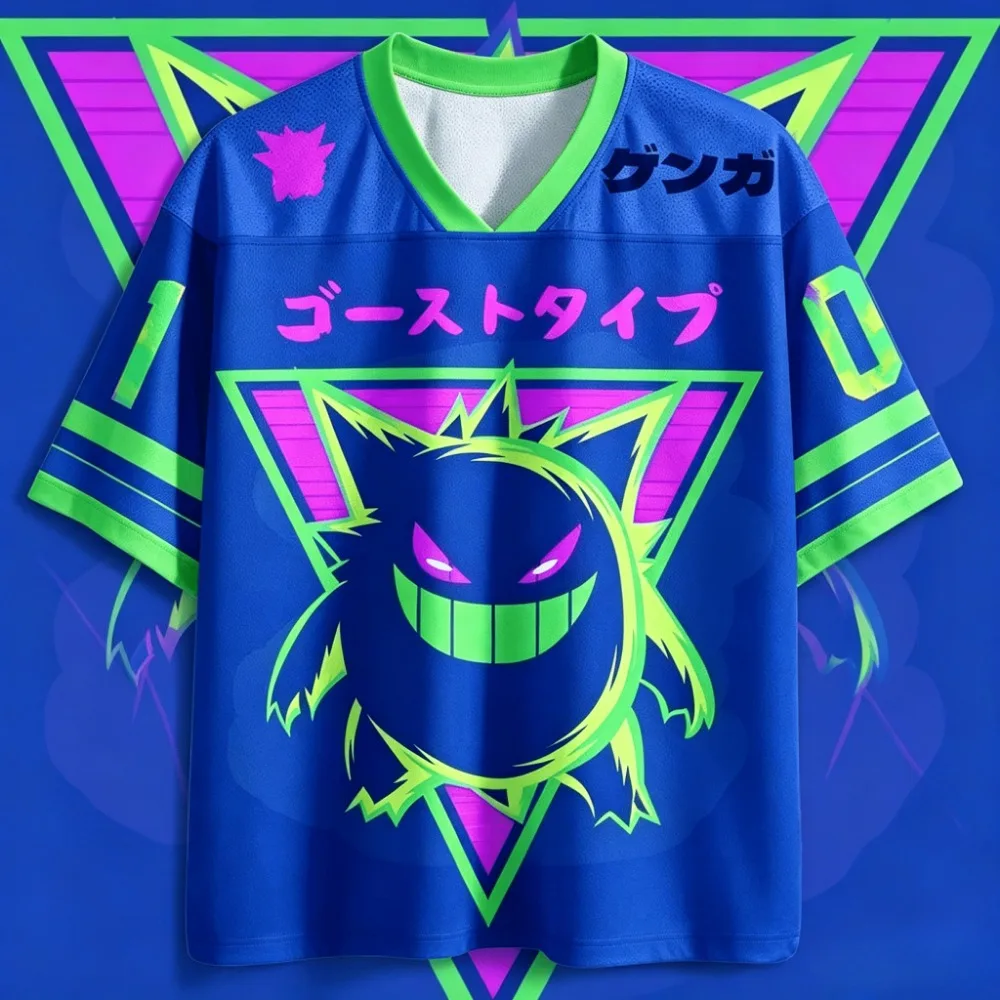 Harajuku Gengar 3D Printed Sport Quick-drying Breatha Men's Woman V-Neck T-Shirt Street Casual Fashion Y2K parent-child Clothing view 5
