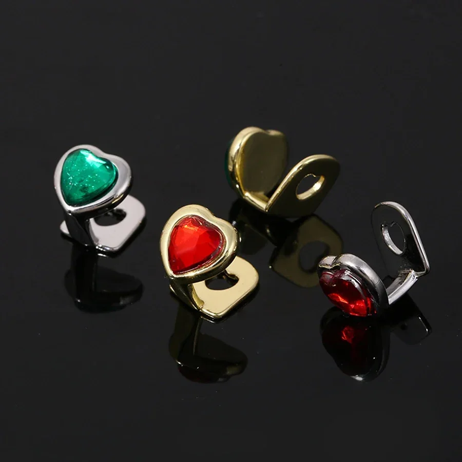 

Single Heart-shaped Hip Hop Grillz Fashion Cz stone Gold Silver Color Grills Dental Mouth Punk Teeth Caps Jewelry