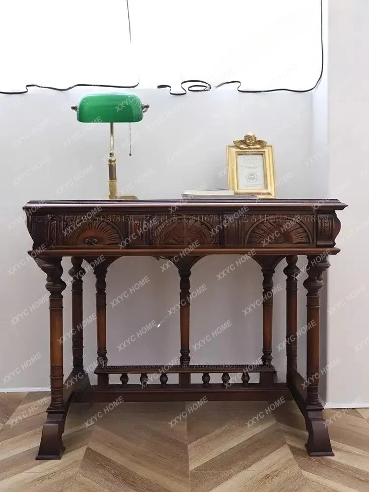 L solid wood retro old carving a draw writing table B & B nostalgic entrance