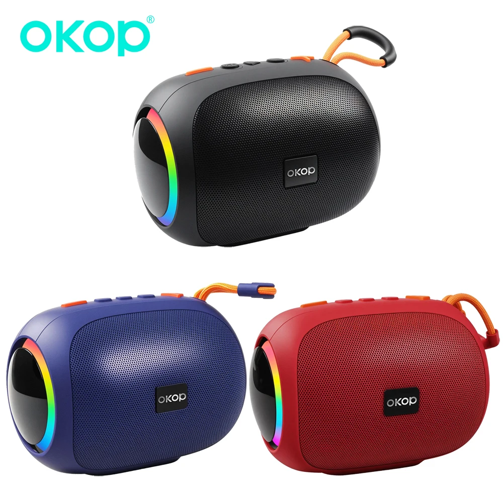 

OKOP Bluetooth Speaker,Outdoor Portable Lanyard Speaker,LED Ambient Light,Wireless Home Card Subwoofer,Small Speaker Subwoofer