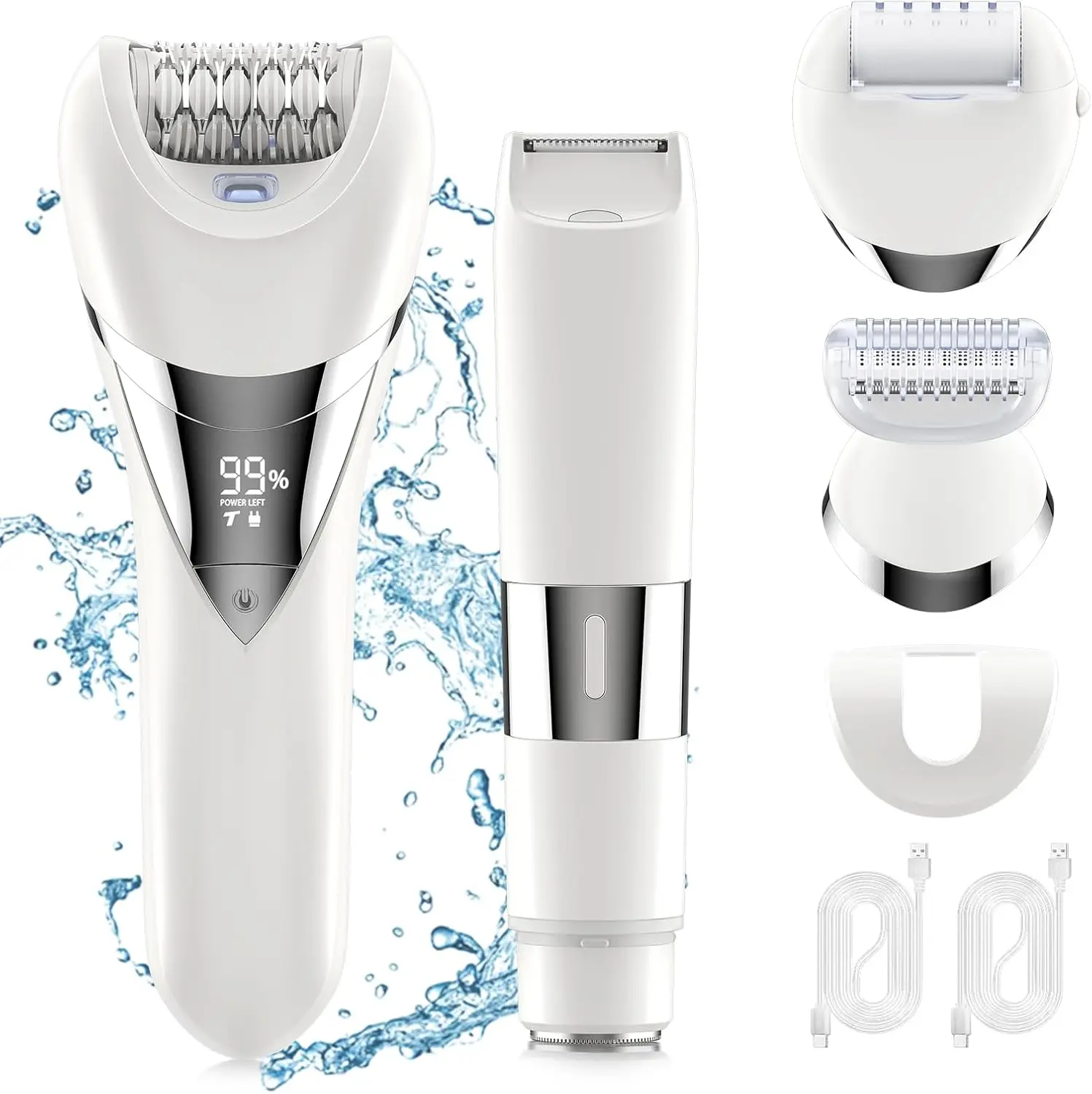 

Electric Bikini Epilator for Women, 5-in-1 Hair Removal with 2 Speeds & 5 Heads, Waterproof, USB Rechargeable