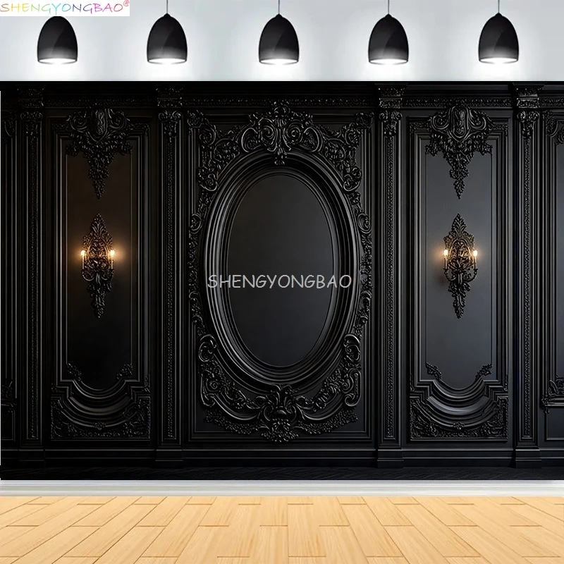 

Interior Wall And Floor Mouldings Photography Backdrops Retro Joinery Wood Paneling Palace Wedding Photo Studio Background OR-23
