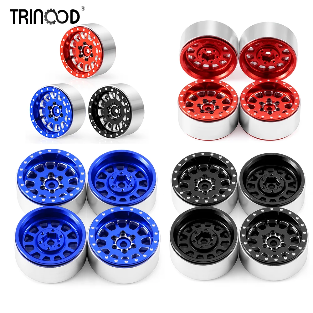 

TRINOOD 4Pcs 1.3 Inch Beadlock Wheel Aluminum Alloy Rim Wheels Hubs for 1/24 SCX24 Metal Upgrade Parts
