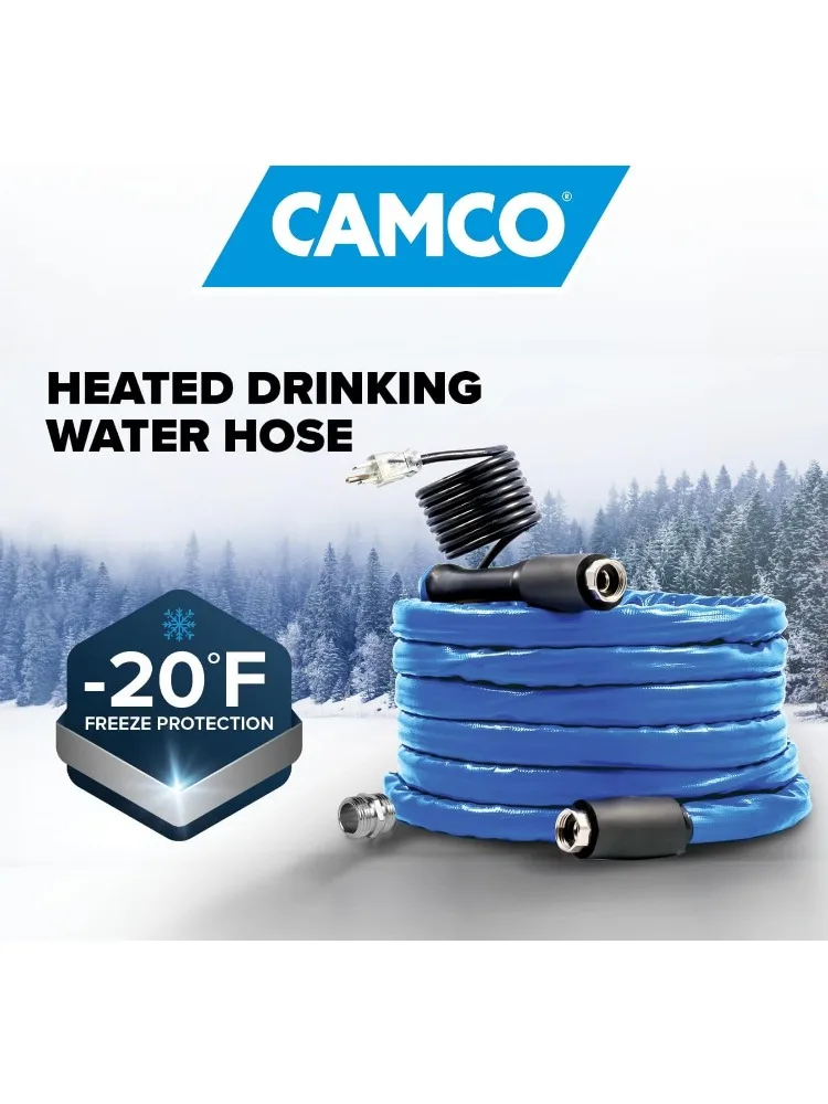 Selang Air Panas 50' untuk RV — Mencegah Pembekuan hingga -20 °   — Bersertifikat Untuk Air Minum & Bebas Timah — Cocok untuk Berkemah
