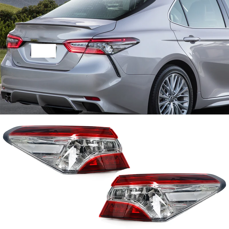 For Toyota Camry 2018 2019 2020 Car LED Taillight Assembly Turn Siganl Warning Brake White Grey Outside Tail Light Accessories