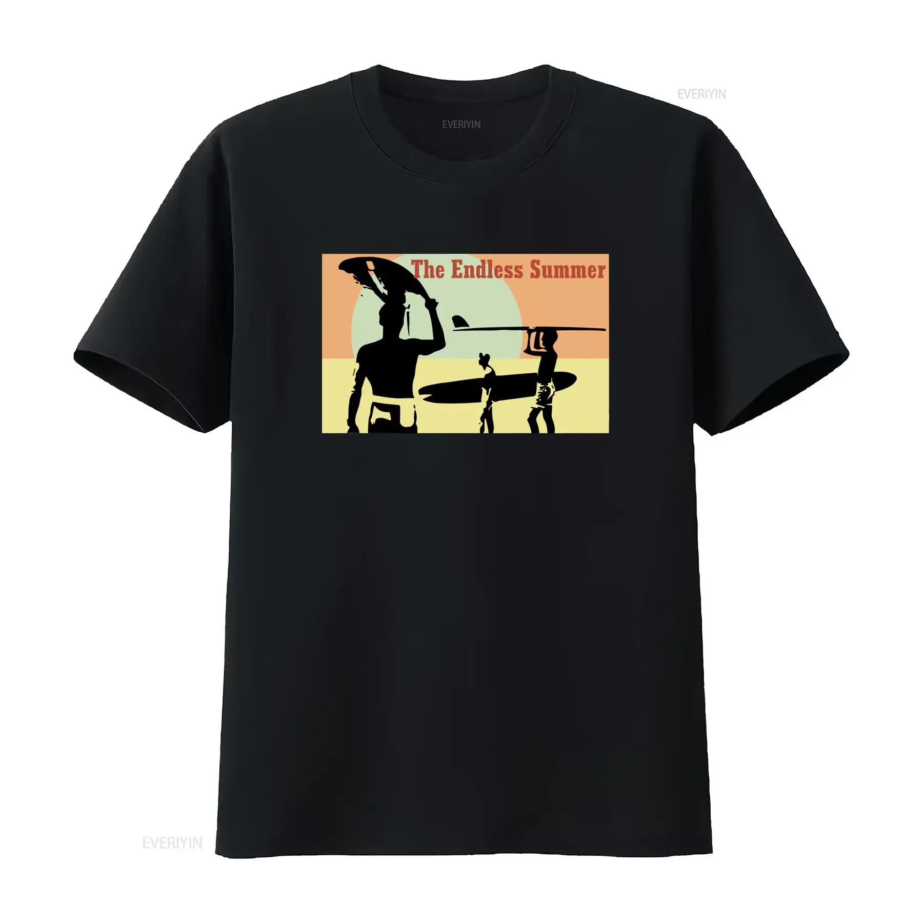 Retro Vintage The Endless Summer Surfer Silhouette Print Casual T Shirt vintage Washed Slightly Soft graphic streetwear