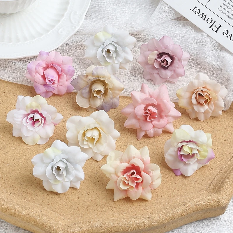 50 Stück künstliche Blumen, 4,5 cm, künstliche Blumen für Heimdekoration, Hochzeit, Hochzeit, Dekoration, Partyzubehör, DIY-Girlande, Geschenkzubehör – Detail 5