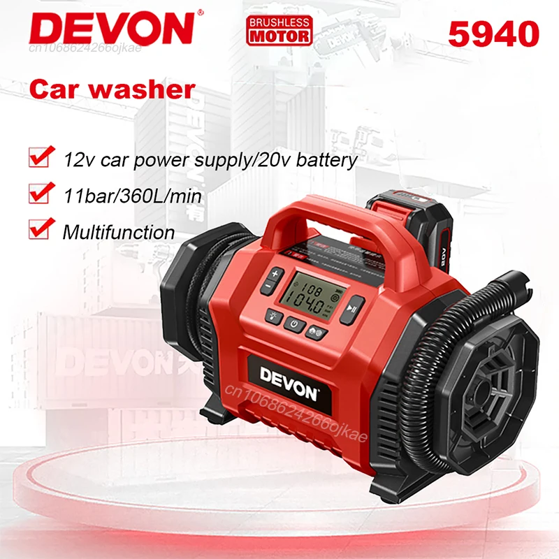 Devon 5940 Wireless Electrical Air Pump Portable Compressor 160PSI Fast Inflation for Tire Inflator of Car Motorcycle and Ball