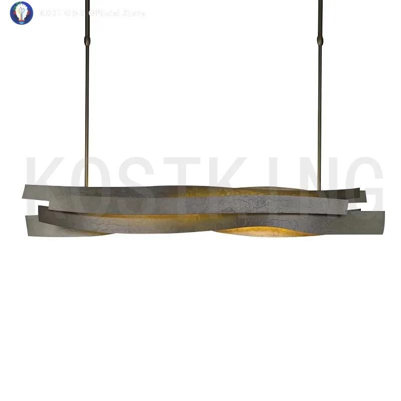 Art restaurant island counter, bar counter, chandelier, model room designer, irregular geometric shape, creative study light