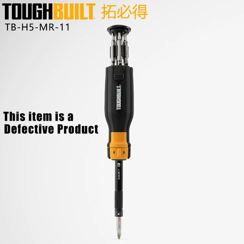 TOUGHBUILT TB-H5-MR-11 9-Piece Bi-material Handle Ratcheting Assorted Multi-bit Screwdriver Set Defective Product