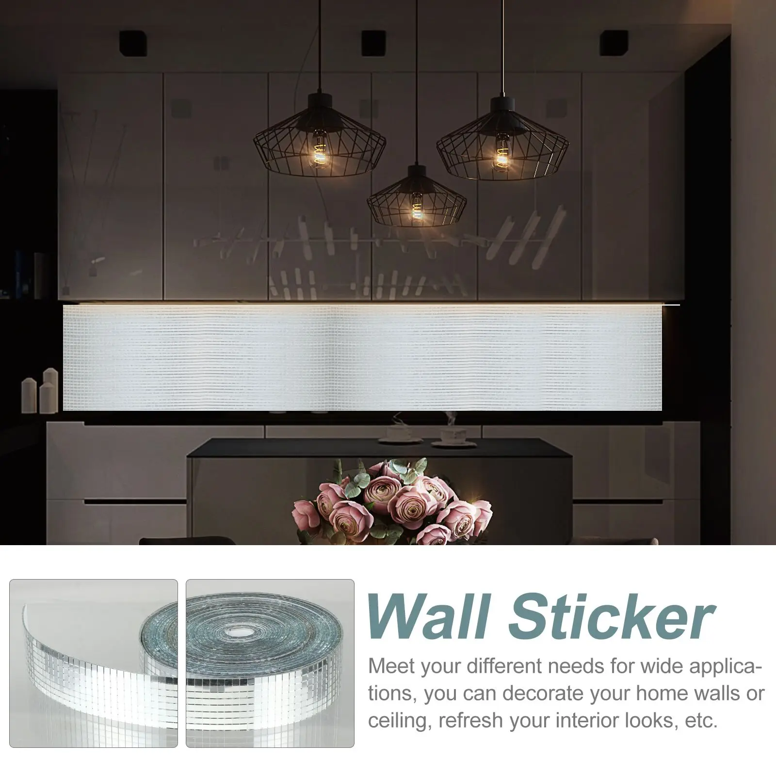 

10Mx40MM Mosaic Wall Stickers Glass Fiber Tiles Self Adhesive Waterproof Home Decor Kitchen Bathroom Bedroom Hotel DIY Tile