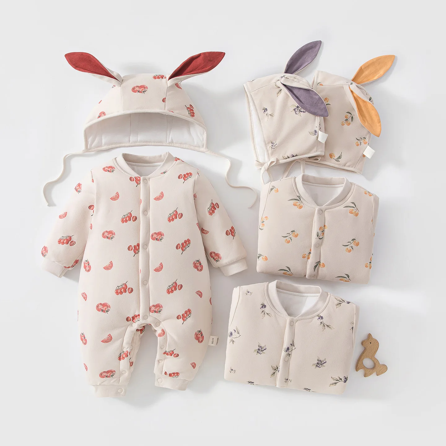 120g Padded Baby Hooded Romper Winter Thin Cotton Warm Jumpsuit Newborn Infant Outdoor Crawling Suit Baby Boys Girls Outfit