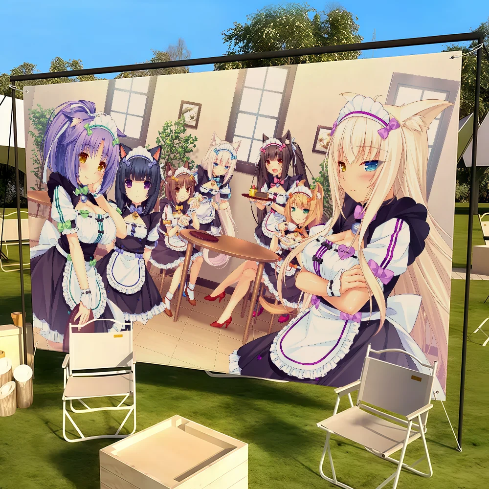 Klassische schöne N-Nekopara-Mädchen-Flagge für Wohnzimmer, Zuhause, Wohnheim, Dekoration, Wand, Outdoor, Camping, Party, Banner, Geschenke – Detail 5