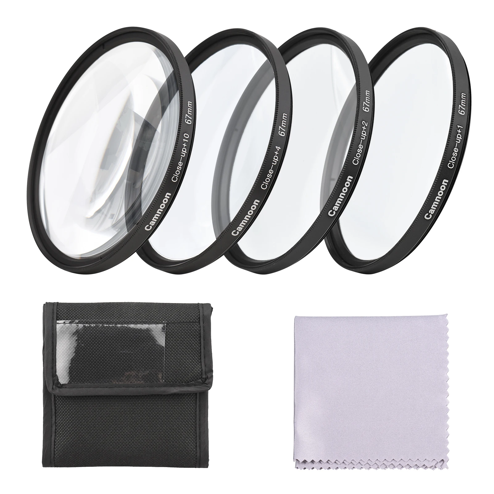 Camnoon 72mm Close-up Filter Kit 4pcs(+1,+2,+4,+10) Macro Filters Close-up Lens Filter Set with Filter Pouch Cleaning Cloth