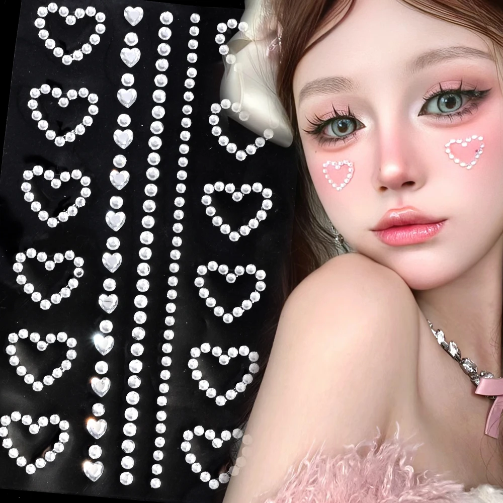 3D Sparkling acrilico Face Sticker Stars Love Makeup Face adesivi tatuaggio temporaneo Crystal Stage autoadesivo diamante gioiello fai da te