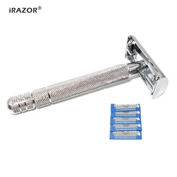 iRAZOR Professional Butterfly Design Double Edge Safety Razor Men's Shaver Barber Shaving Machine Accessories with Blades