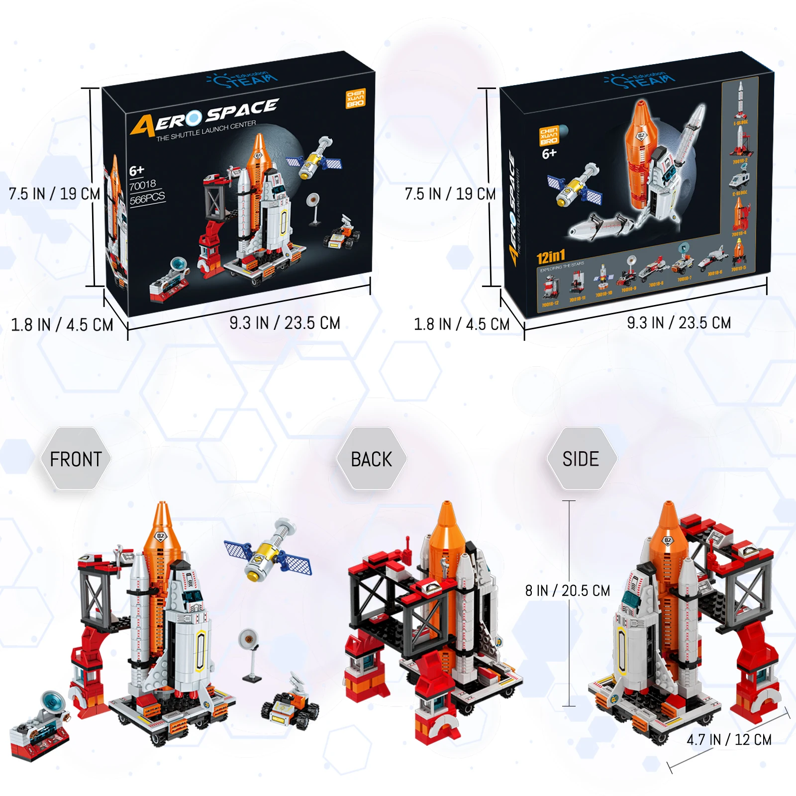 Space Exploration Shuttle Toys for 6 7 8 9 10 11 12 Year Old Boys 12-in-1 STEM Aerospace Building Kit Toy