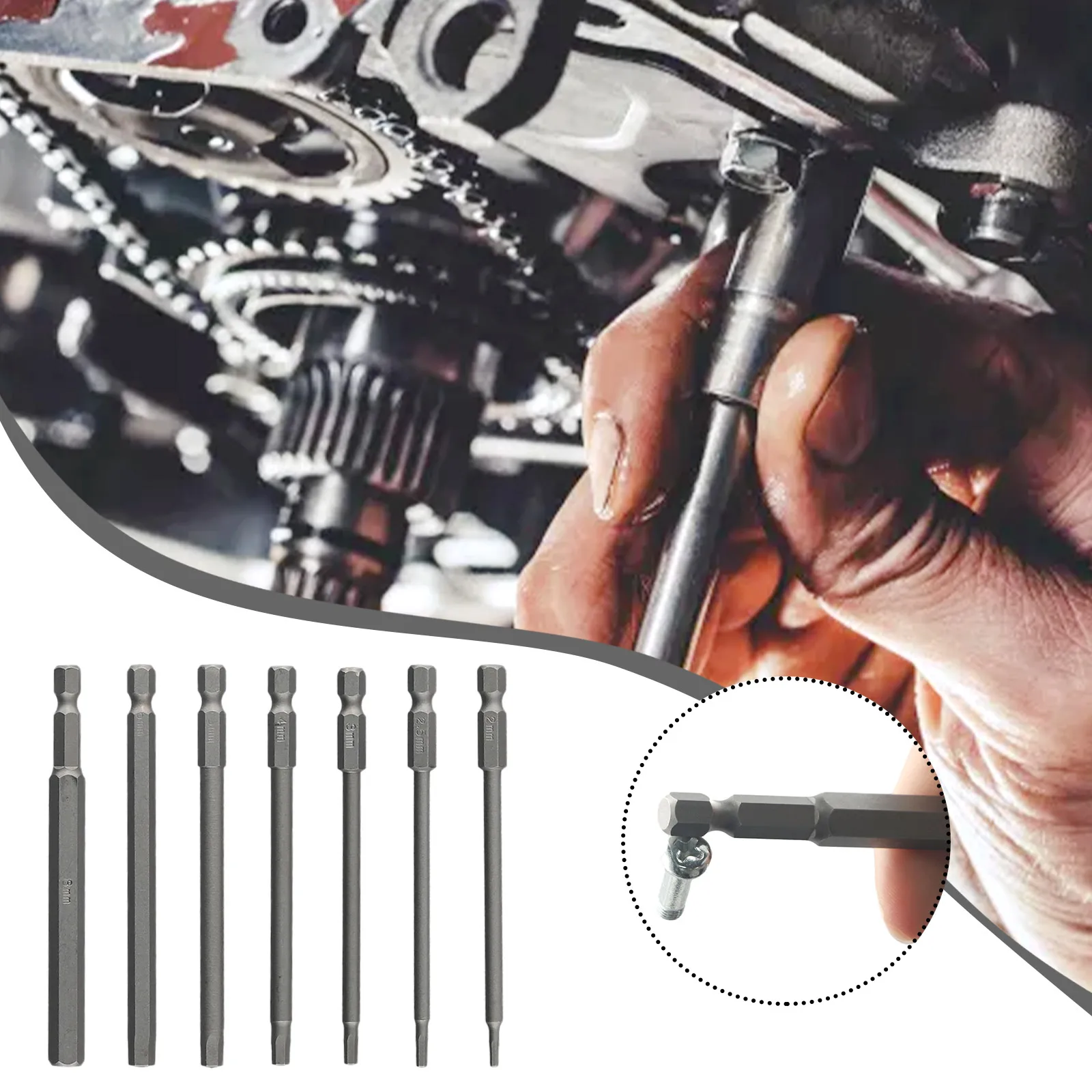 New Practical Hex Bit Screwdriver Set Grey H2/H2.5/H3/H4/H/H6/H8 Handworking Tool Hex Head High Hardness Kit Long Lasting