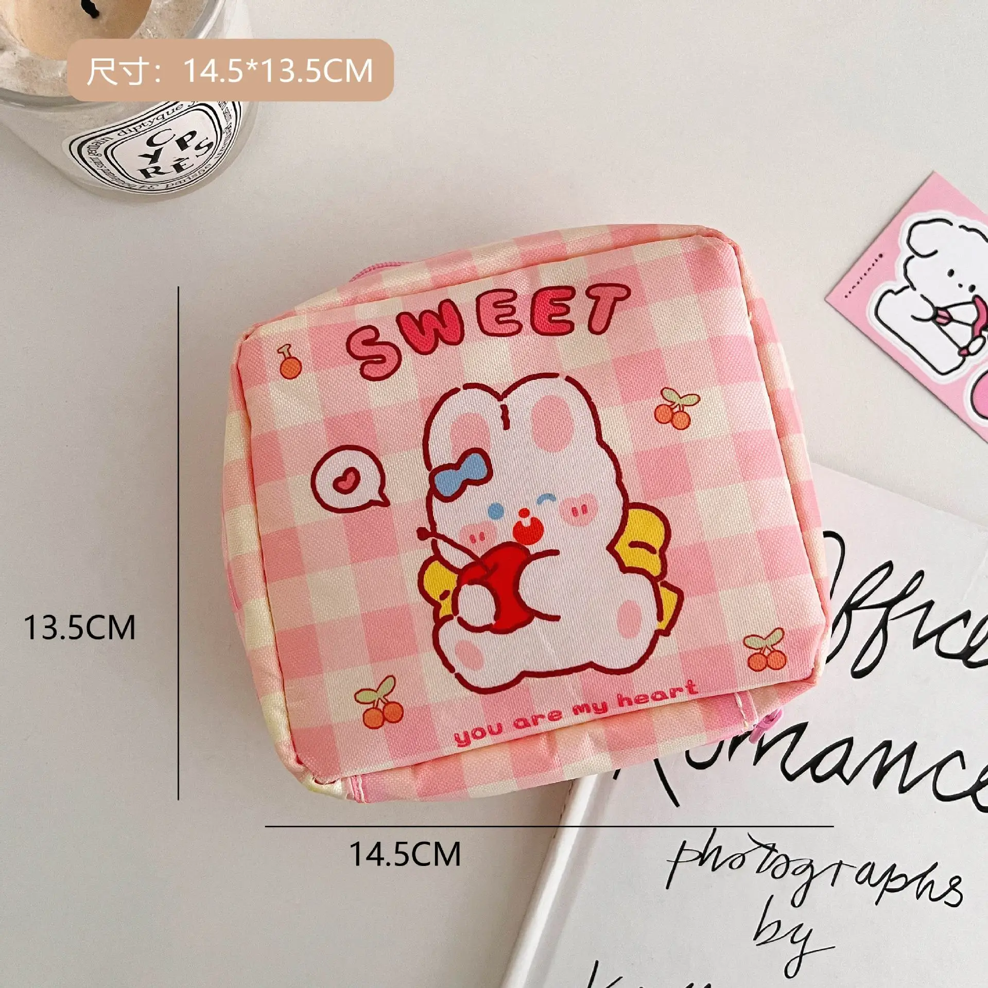 Ins Cute Cartoon Small Cosmetic Bags Lipstick Makeup Organizer Case Mini Sanitary Napkins Travel Earphone Coin Storage Bag Pouch