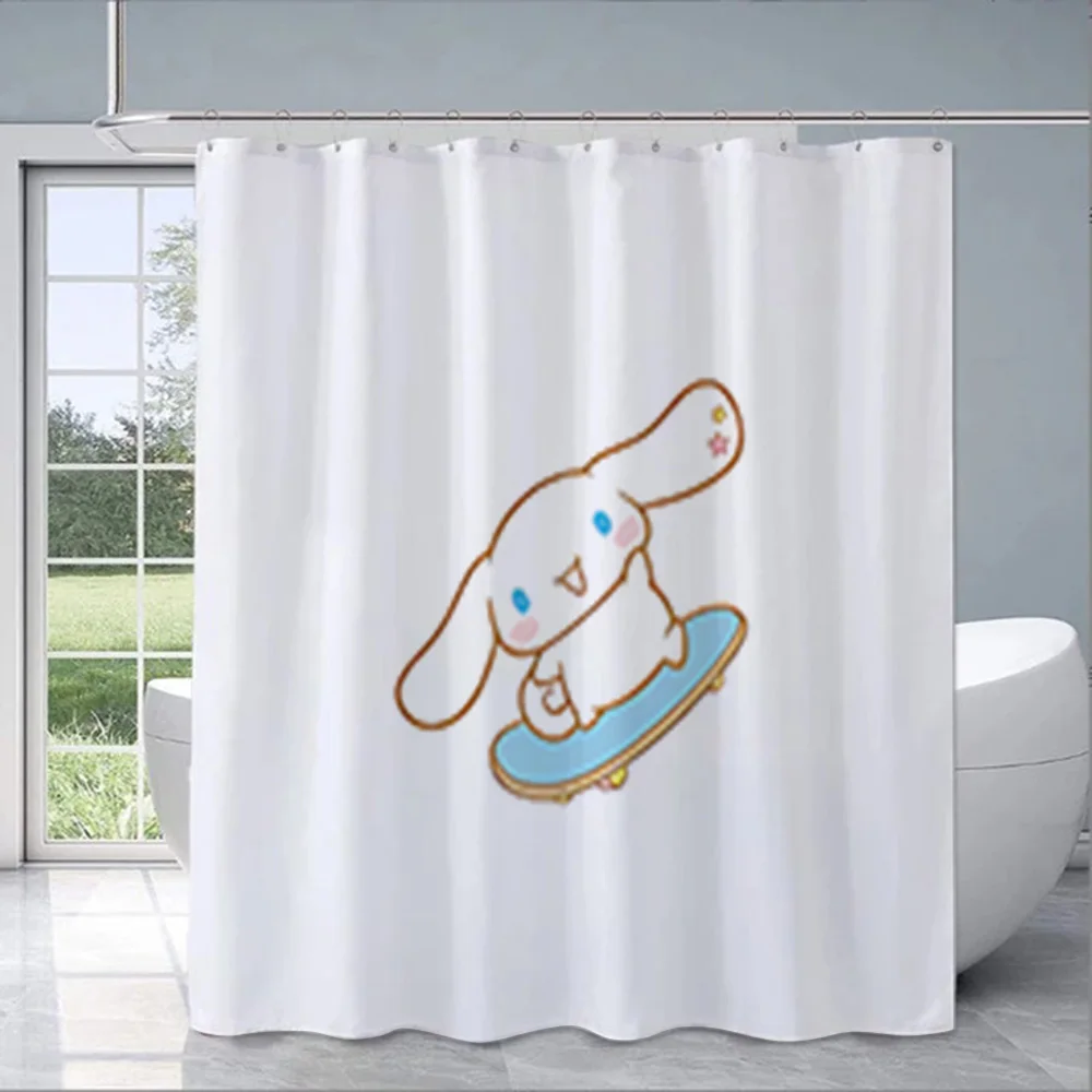 Cartoon Cinnamorol Shower Curtain Waterproof Polyester Fabric Paint Colorful Bath Curtains Home Bathroom Decor Curtain With Hook