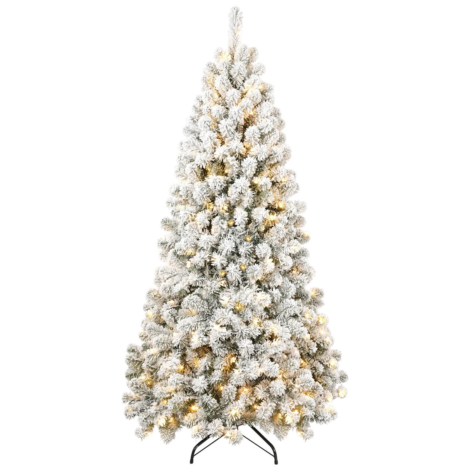 200/300/400LEDs Automatic Open Pre-lit Artificial Christmas Holiday Tree PVC Mixed Flocking Easy Assemble Home Party Shop Decor