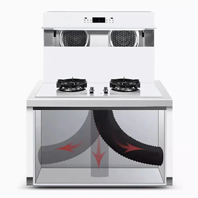 370W Chassis-less Split Integrated Stove Dual Motor Side Suction and Lower Exhaust Range Hood Household Smoke Stove Set