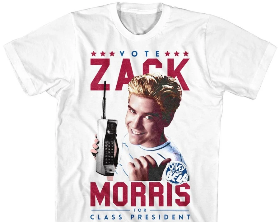 Saved By The Bell Zack Morris For President White Shirt Women's Vintage Breathable Tee Streetwear Oversized