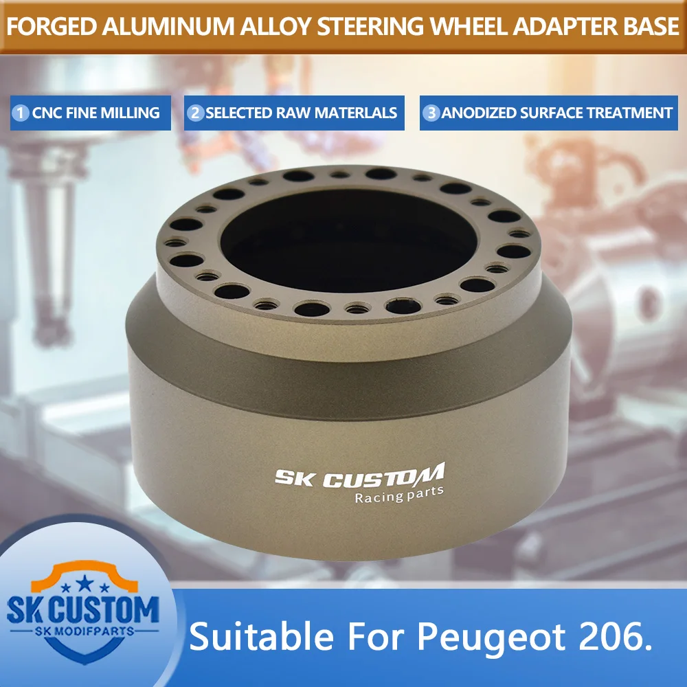 For Peugeot 206 207 307 408 Steering Wheel Short Hub Adapter Forged Aluminum Alloy Steering Wheel Base Boss Hub Car Modification