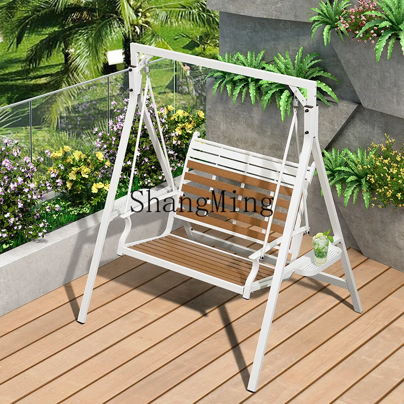

ZYH outdoor swing aluminum alloy hanging chair garden double rocking chair balcony small courtyard swing chair