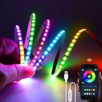 RGBIC WS2812B USB 5V Neon LED Lights Strip Bluetooth Smart Addressable Pixels Neon Tape For Bed Room Kitchen TV Ambient Lighting