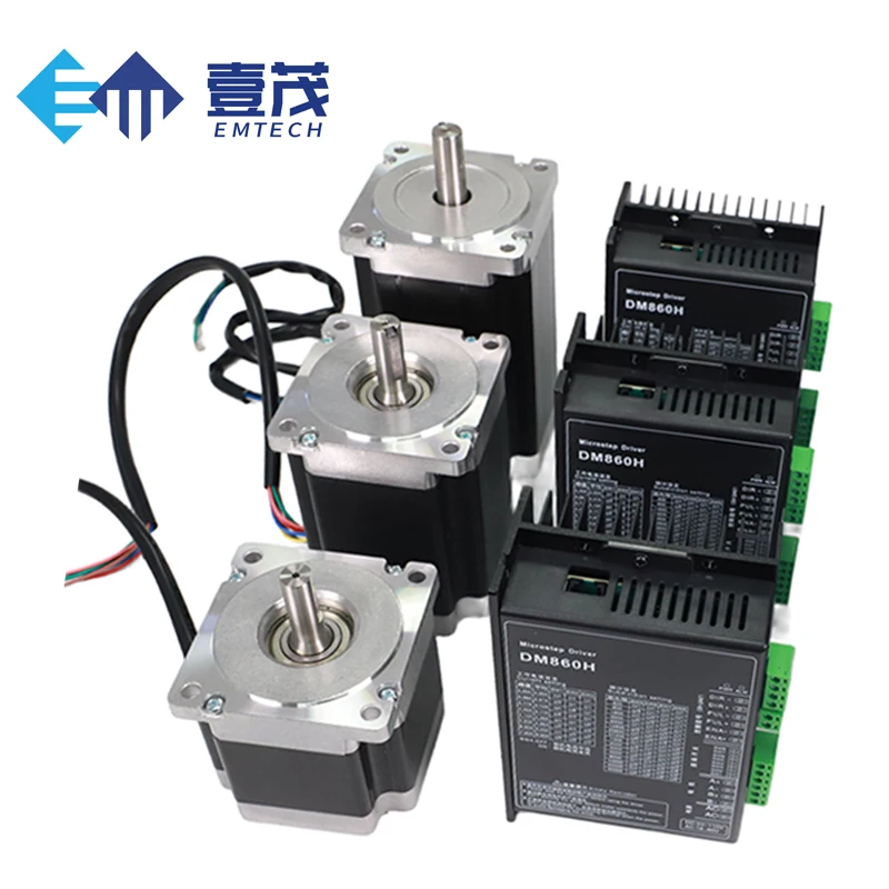 

Гибридный двигатель EMTECH Nema 34 серии 4,5 Нм/7,5 Нм/8,5 Нм/10 Нм/12 Нм/12,5 Нм с комплектом драйверов 4-осевой комплект шагового двигателя Nema 34 с ЧПУ