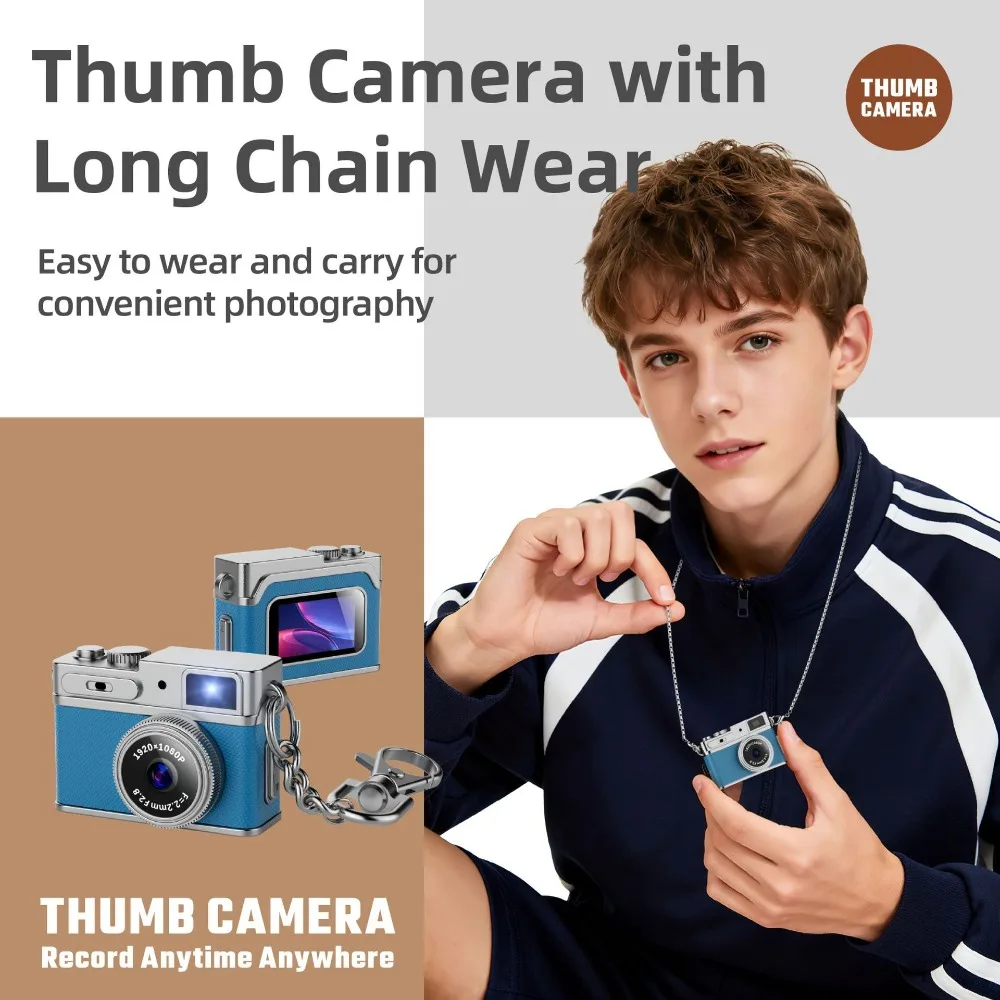 New Mini Digital Camera Keychain Student Party Photo and Video Artifact Sports Camera Retro Portable Pocket Thumb Camera Gift