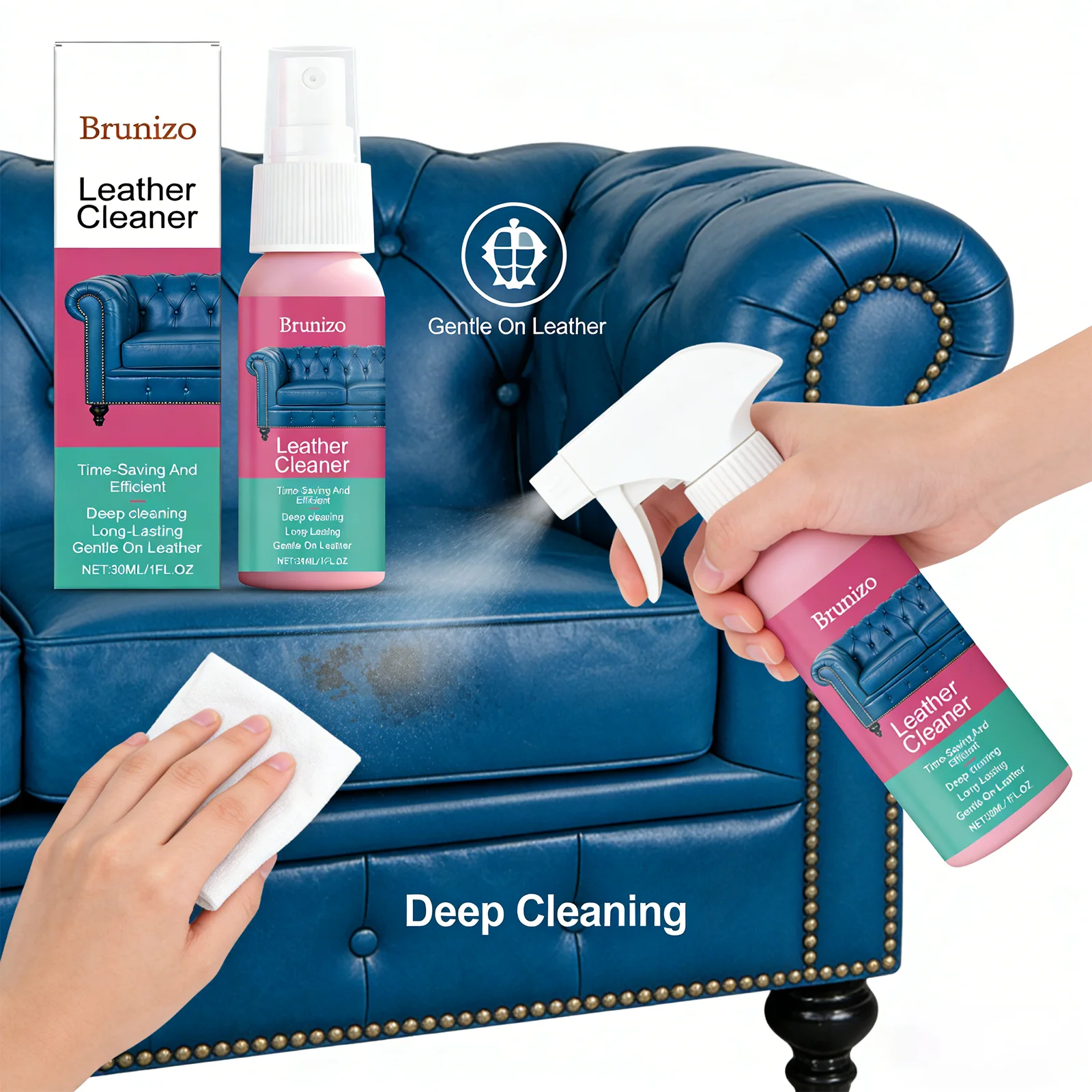 Eco Lanolin Leather Renovation Anti Mould Cleaning Spray for Furniture Auto Interiors pH Neutral Care for PU & Genuine Leather