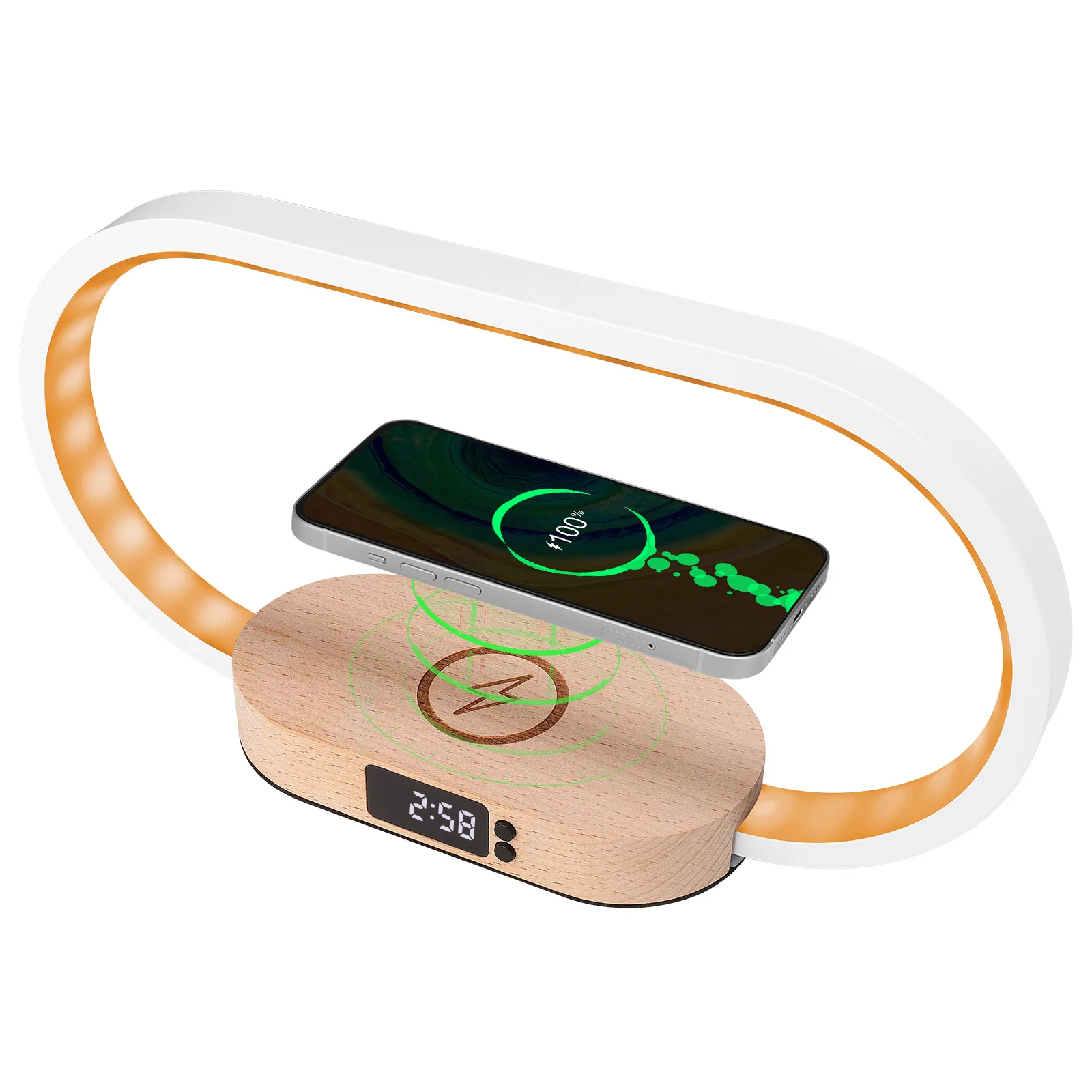 

Wireless Charger Alarm Clock LED Light Fast Charging Table Dimming Lamps Desk Bedroom Reading Bedside Study Touch Lighting